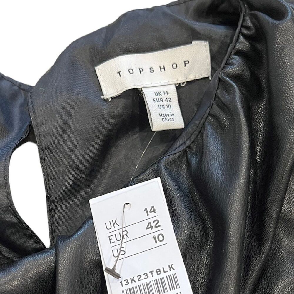 Topshop Faux Leather Cropped Wrap Blouse 10 - Picture 5 of 5